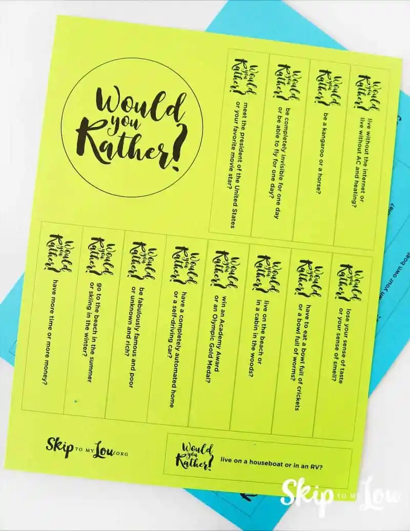 would you rather questions you can print or scroll through on your phone