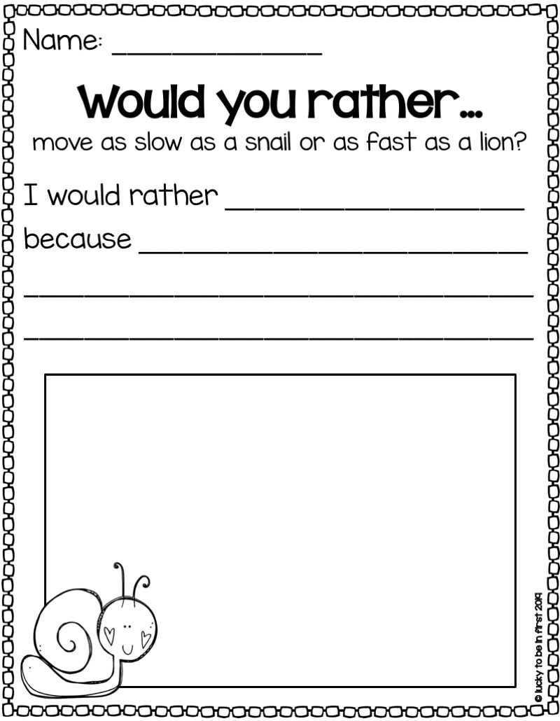 Would You Rather Spring Edition Opinion Writing Questions 1st Grade