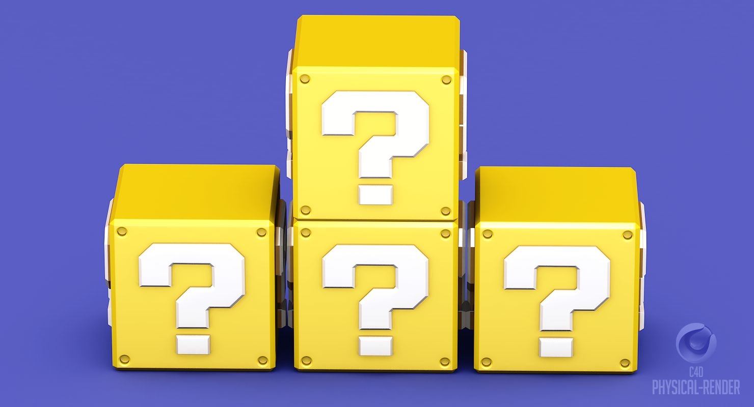 Yellow Question Block Super Mario Assets 3D Model 29 c4d fbx obj Free3D