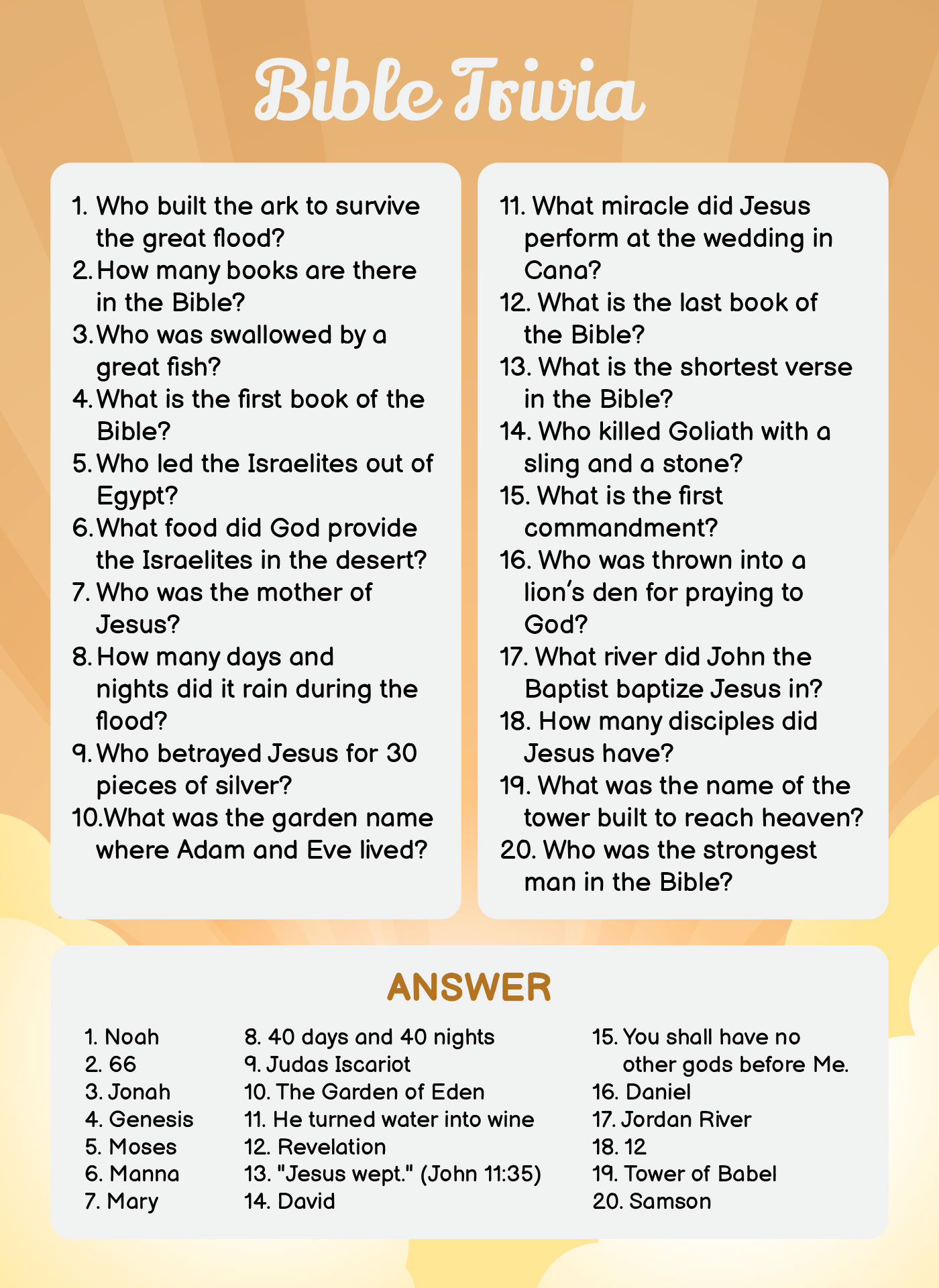 40 Question Bible Quiz Printable