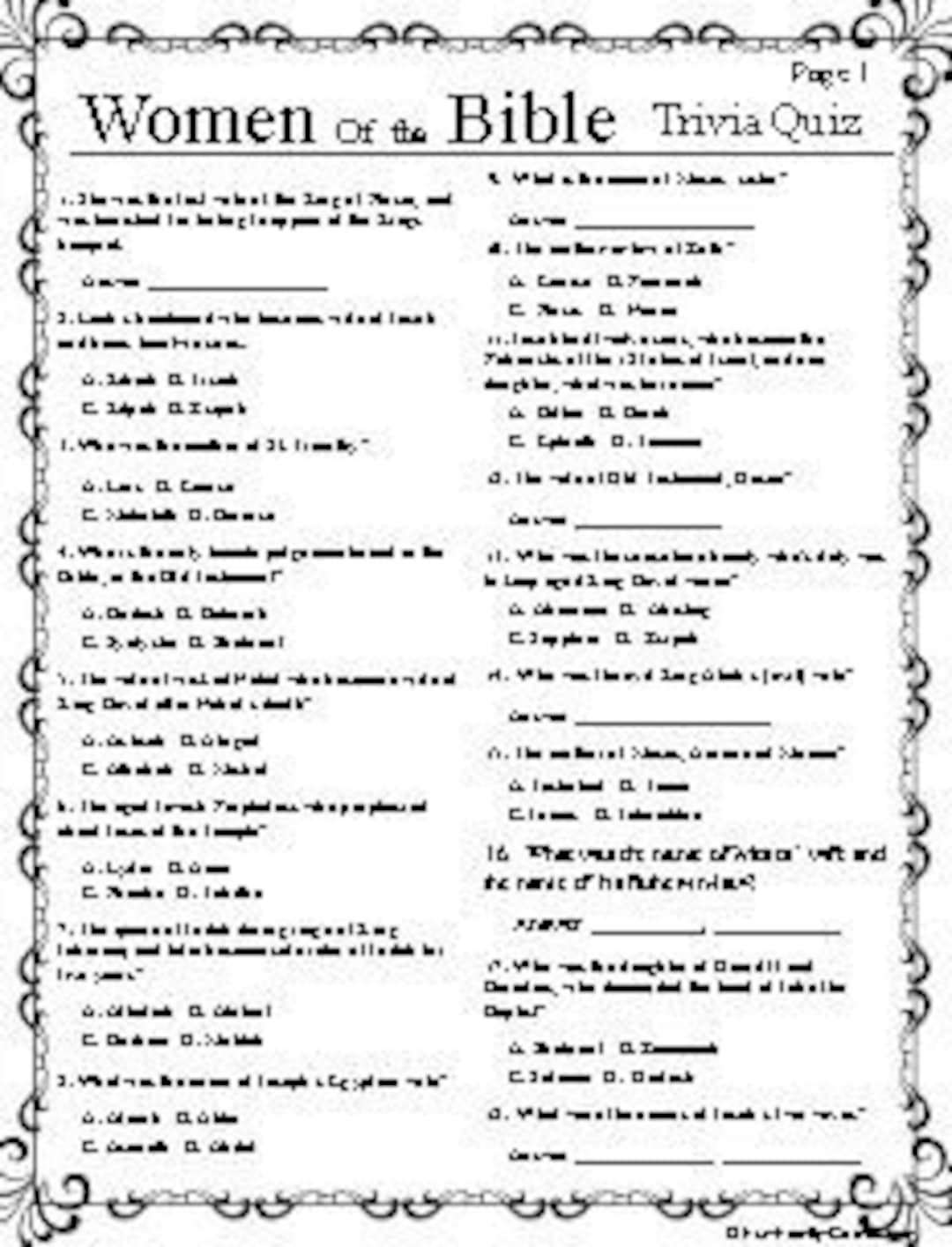 Youth Bible Trivia Questions 10 Free PDF Printables Printablee Worksheets Library