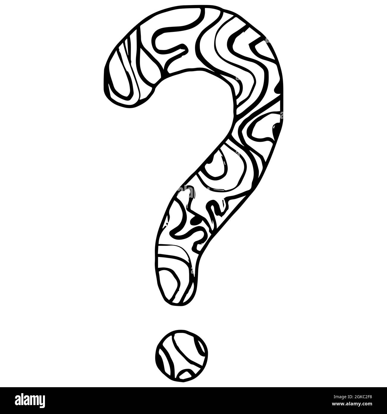 Zentangle Stylized Alphabet Question Mark Black White Hand Drawn Doodle Ethnic Pattern African Indian Totem Design Adult Antistress Coloring Stock Vector Image Art Alamy